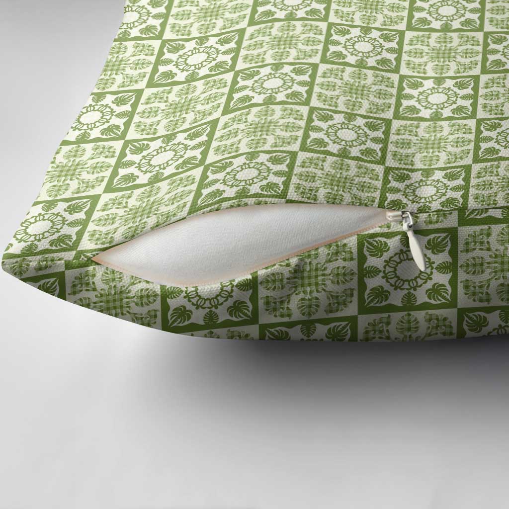 Omaomao Palaka Quilt Hawaii Pillow Cover Hawaiian Tropical Monstera Sea Turtle