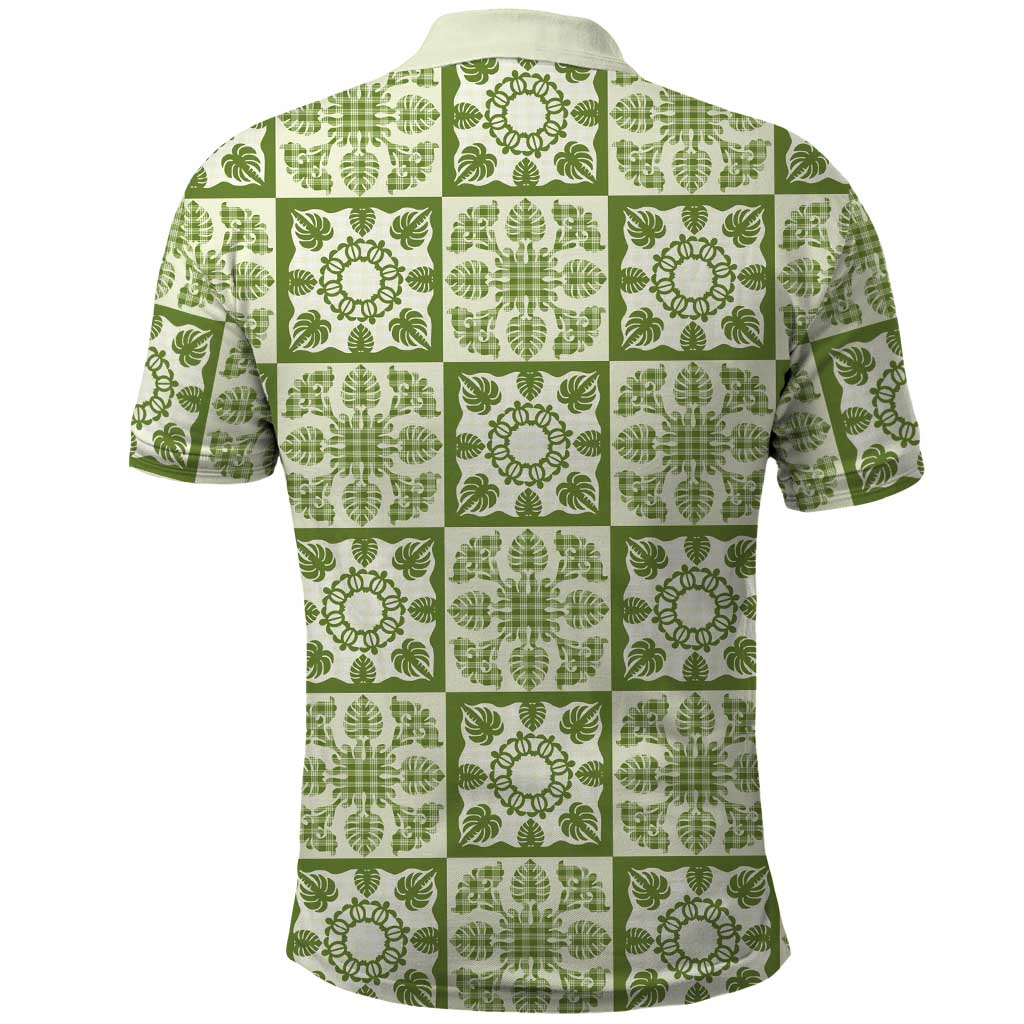 Omaomao Palaka Quilt Hawaii Polo Shirt Hawaiian Tropical Monstera Sea Turtle LT14 - Polynesian Pride