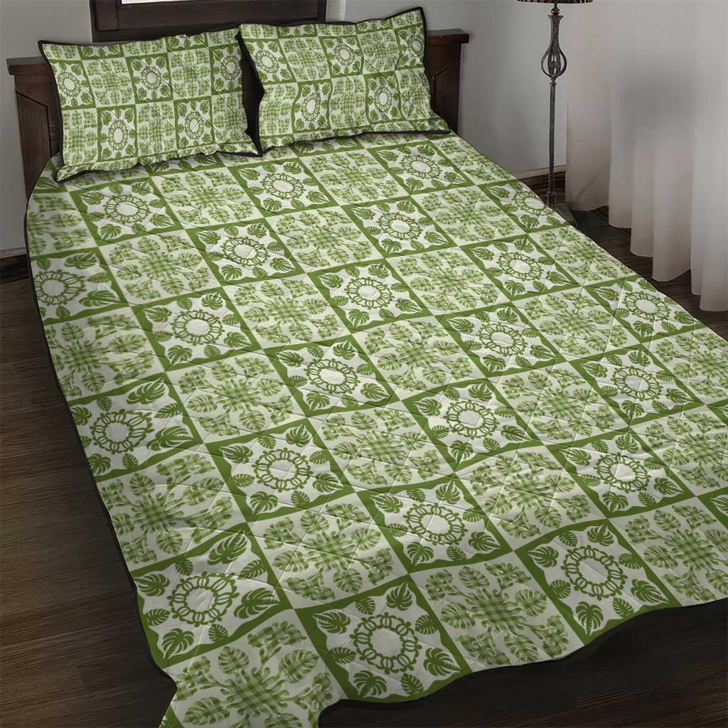 Omaomao Palaka Quilt Hawaii Quilt Bed Set Hawaiian Tropical Monstera Sea Turtle