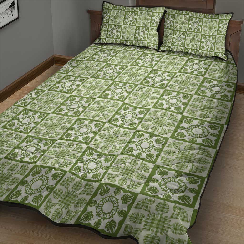 Omaomao Palaka Quilt Hawaii Quilt Bed Set Hawaiian Tropical Monstera Sea Turtle