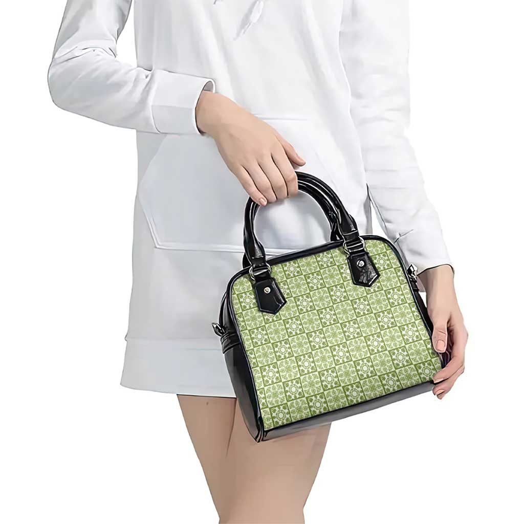 Omaomao Palaka Quilt Hawaii Shoulder Handbag Hawaiian Tropical Monstera Sea Turtle