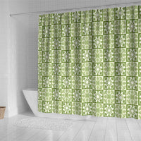 Omaomao Palaka Quilt Hawaii Shower Curtain Hawaiian Tropical Monstera Sea Turtle
