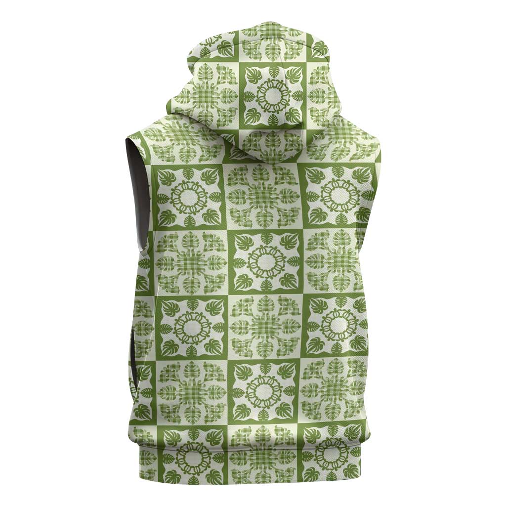 Omaomao Palaka Quilt Hawaii Sleeveless Hoodie Hawaiian Tropical Monstera Sea Turtle LT14 - Polynesian Pride