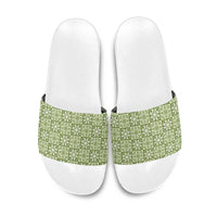 Omaomao Palaka Quilt Hawaii Slide Sandals Hawaiian Tropical Monstera Sea Turtle