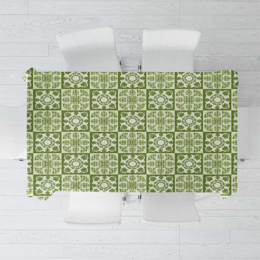 Omaomao Palaka Quilt Hawaii Tablecloth Hawaiian Tropical Monstera Sea Turtle