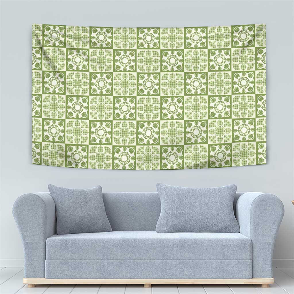 Omaomao Palaka Quilt Hawaii Tapestry Hawaiian Tropical Monstera Sea Turtle LT14 - Polynesian Pride