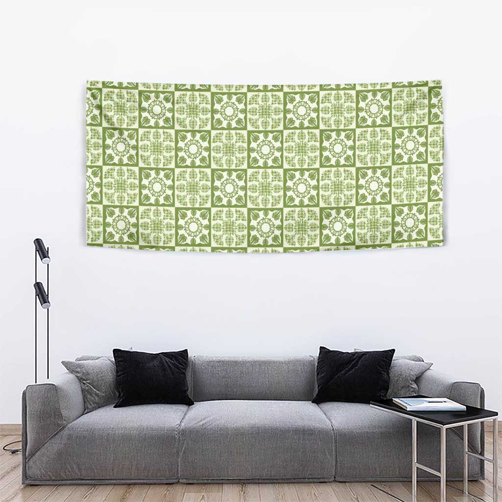 Omaomao Palaka Quilt Hawaii Tapestry Hawaiian Tropical Monstera Sea Turtle LT14 - Polynesian Pride