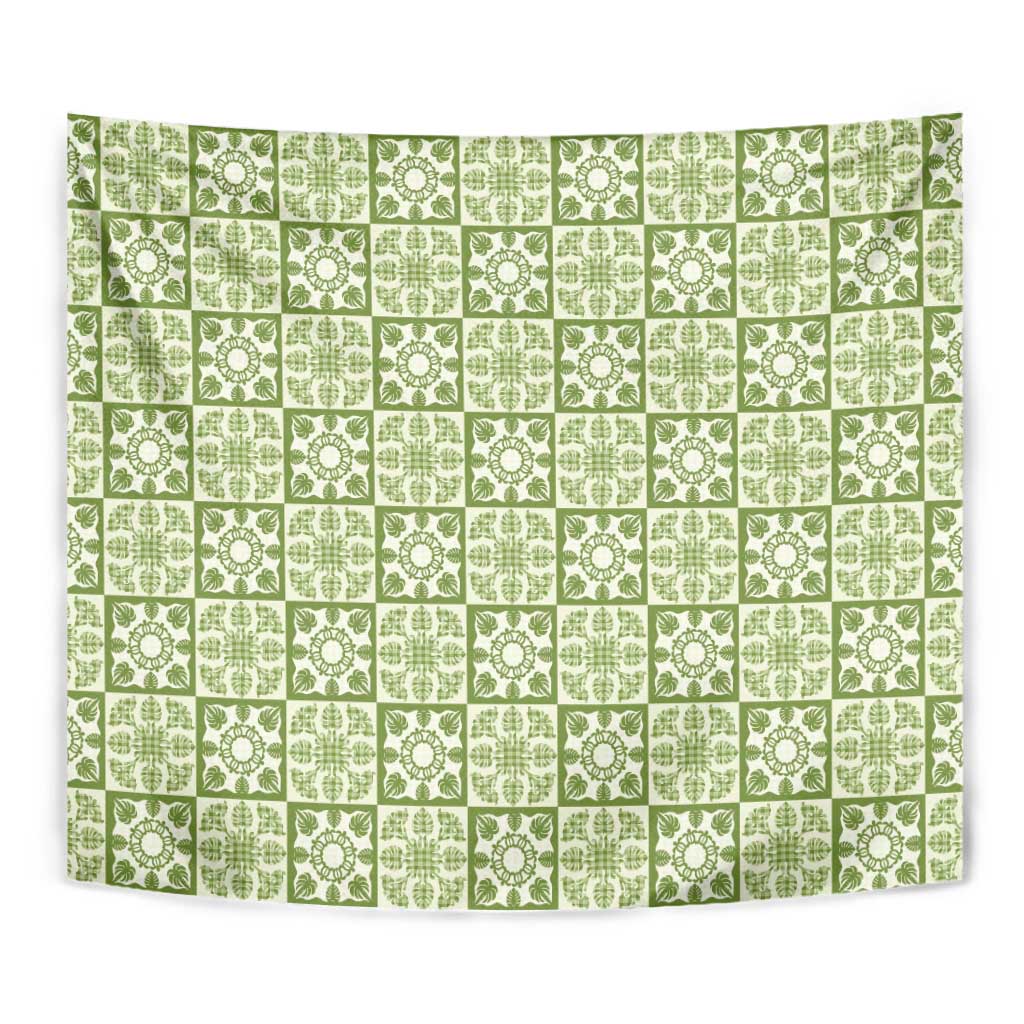 Omaomao Palaka Quilt Hawaii Tapestry Hawaiian Tropical Monstera Sea Turtle LT14 - Polynesian Pride
