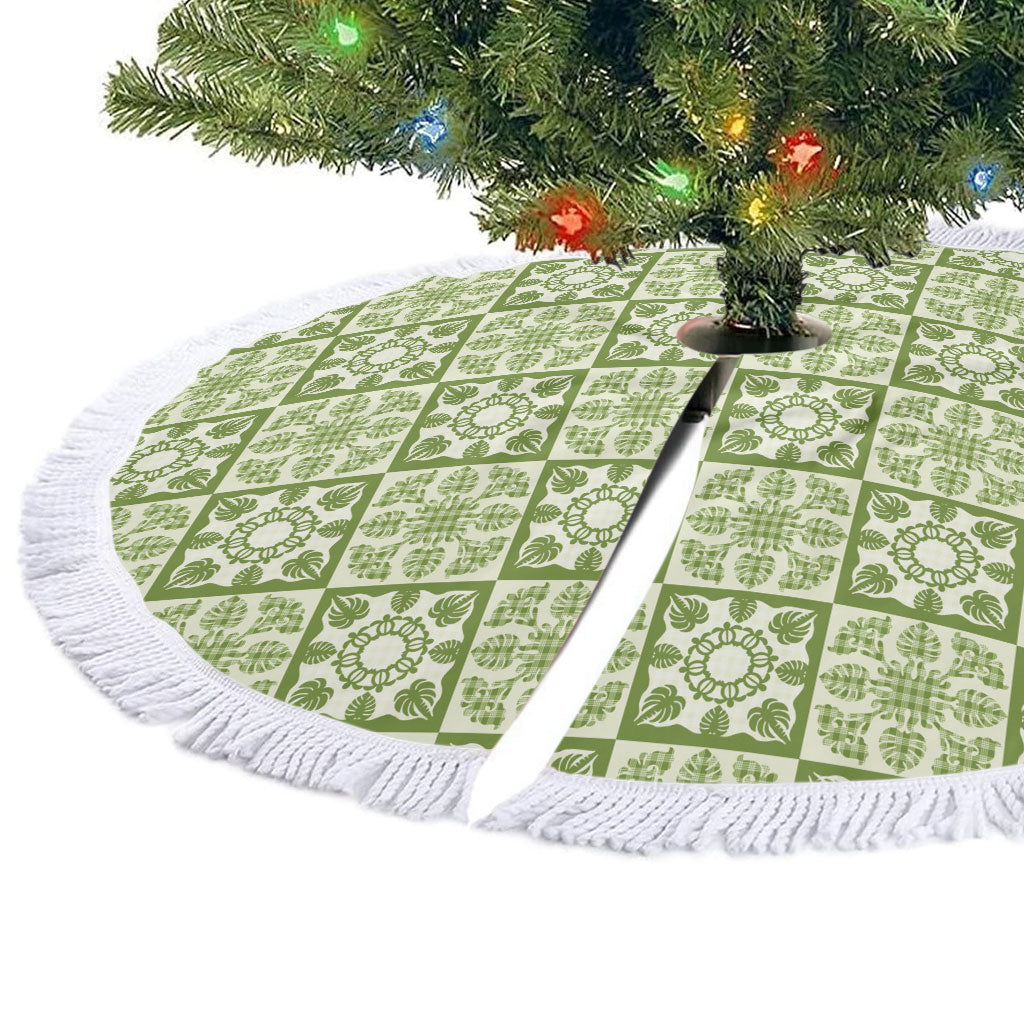 Omaomao Palaka Quilt Hawaii Tree Skirt Hawaiian Tropical Monstera Sea Turtle LT14 - Polynesian Pride