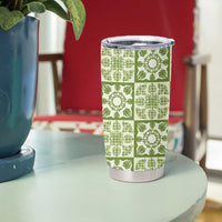 Omaomao Palaka Quilt Hawaii Tumbler Cup Hawaiian Tropical Monstera Sea Turtle LT14 - Polynesian Pride