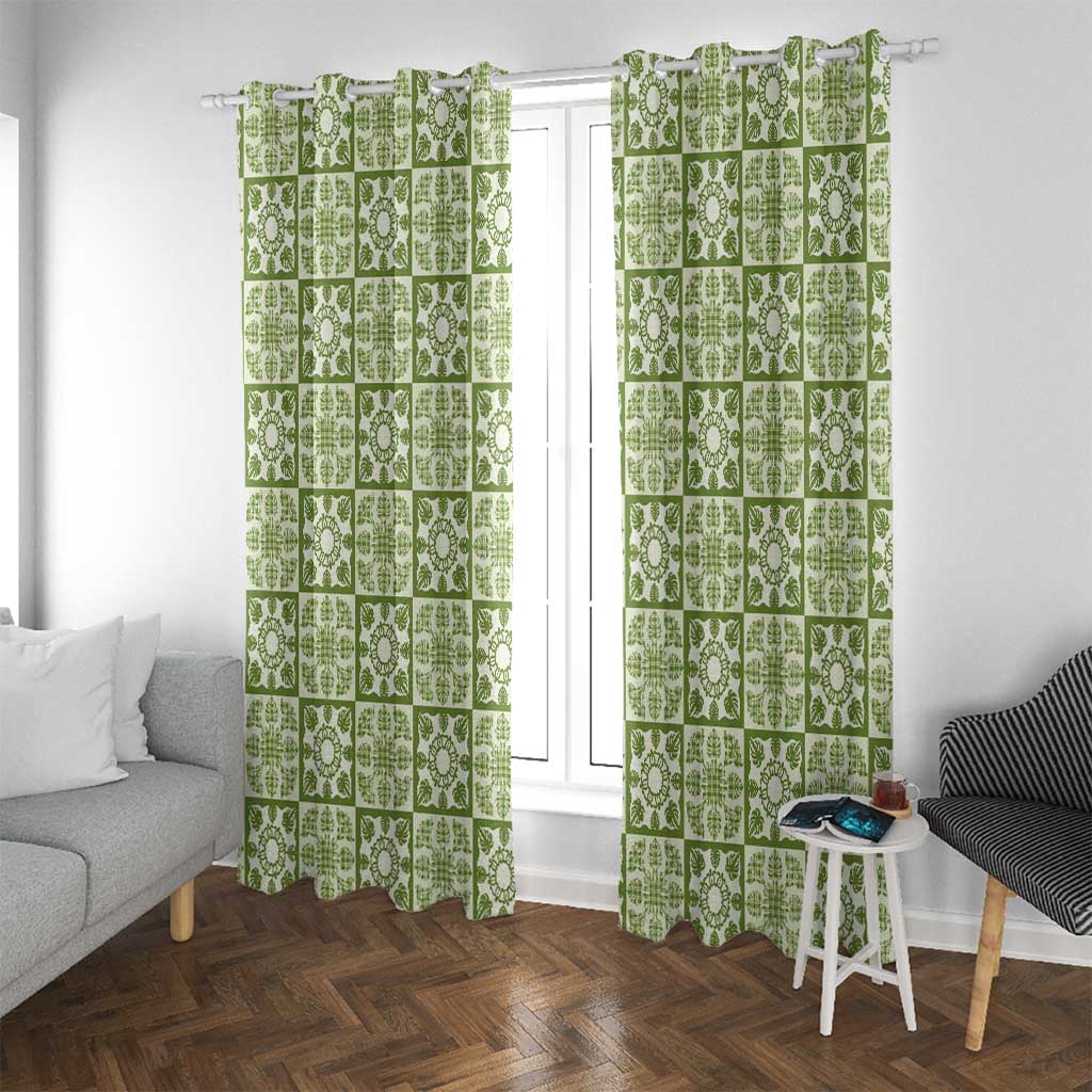Omaomao Palaka Quilt Hawaii Window Curtain Hawaiian Tropical Monstera Sea Turtle
