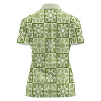 Omaomao Palaka Quilt Hawaii Women Polo Shirt Hawaiian Tropical Monstera Sea Turtle LT14 - Polynesian Pride