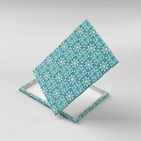 Cyan Palaka Quilt Hawaii Canvas Wall Art Hawaiian Tropical Monstera Sea Turtle LT14 With Frame Cyan - Polynesian Pride