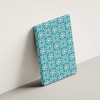 Cyan Palaka Quilt Hawaii Canvas Wall Art Hawaiian Tropical Monstera Sea Turtle LT14 - Polynesian Pride