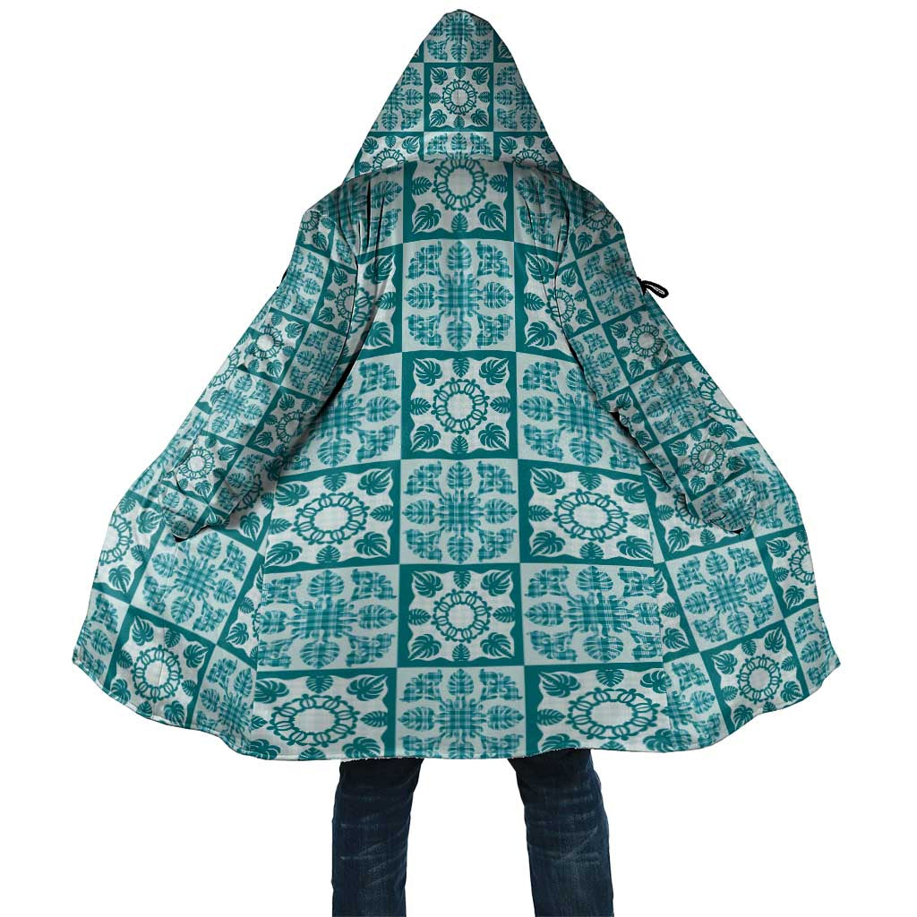 Cyan Palaka Quilt Hawaii Cloak Hawaiian Tropical Monstera Sea Turtle