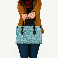 Cyan Palaka Quilt Hawaii Leather Bag Hawaiian Tropical Monstera Sea Turtle LT14 - Polynesian Pride