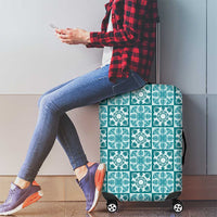 Cyan Palaka Quilt Hawaii Luggage Cover Hawaiian Tropical Monstera Sea Turtle LT14 - Polynesian Pride