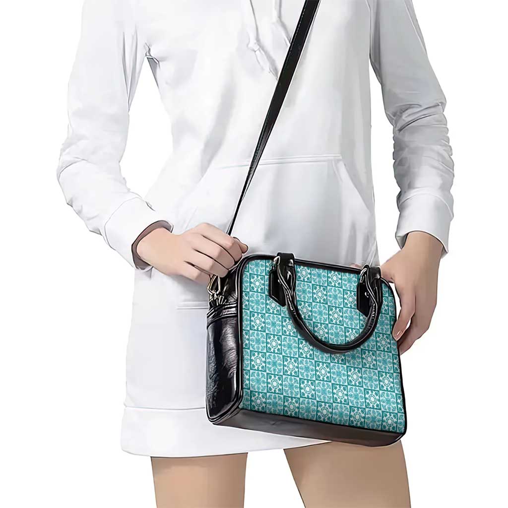 Cyan Palaka Quilt Hawaii Shoulder Handbag Hawaiian Tropical Monstera Sea Turtle LT14 - Polynesian Pride