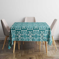 Cyan Palaka Quilt Hawaii Tablecloth Hawaiian Tropical Monstera Sea Turtle