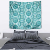 Cyan Palaka Quilt Hawaii Tapestry Hawaiian Tropical Monstera Sea Turtle LT14 - Polynesian Pride