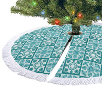 Cyan Palaka Quilt Hawaii Tree Skirt Hawaiian Tropical Monstera Sea Turtle LT14 - Polynesian Pride