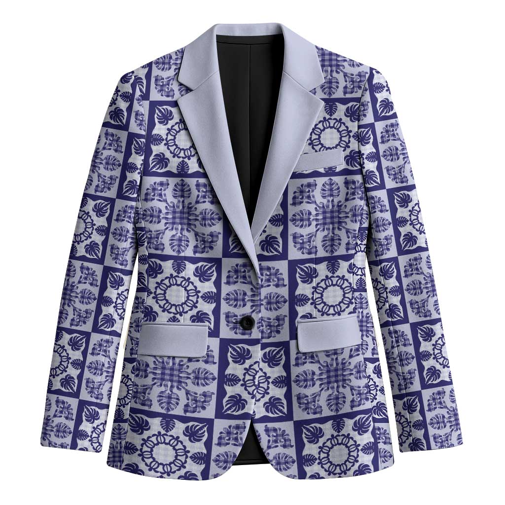 Polu Palaka Quilt Hawaii Blazer Hawaiian Tropical Monstera Sea Turtle LT14 Unisex Blue - Polynesian Pride