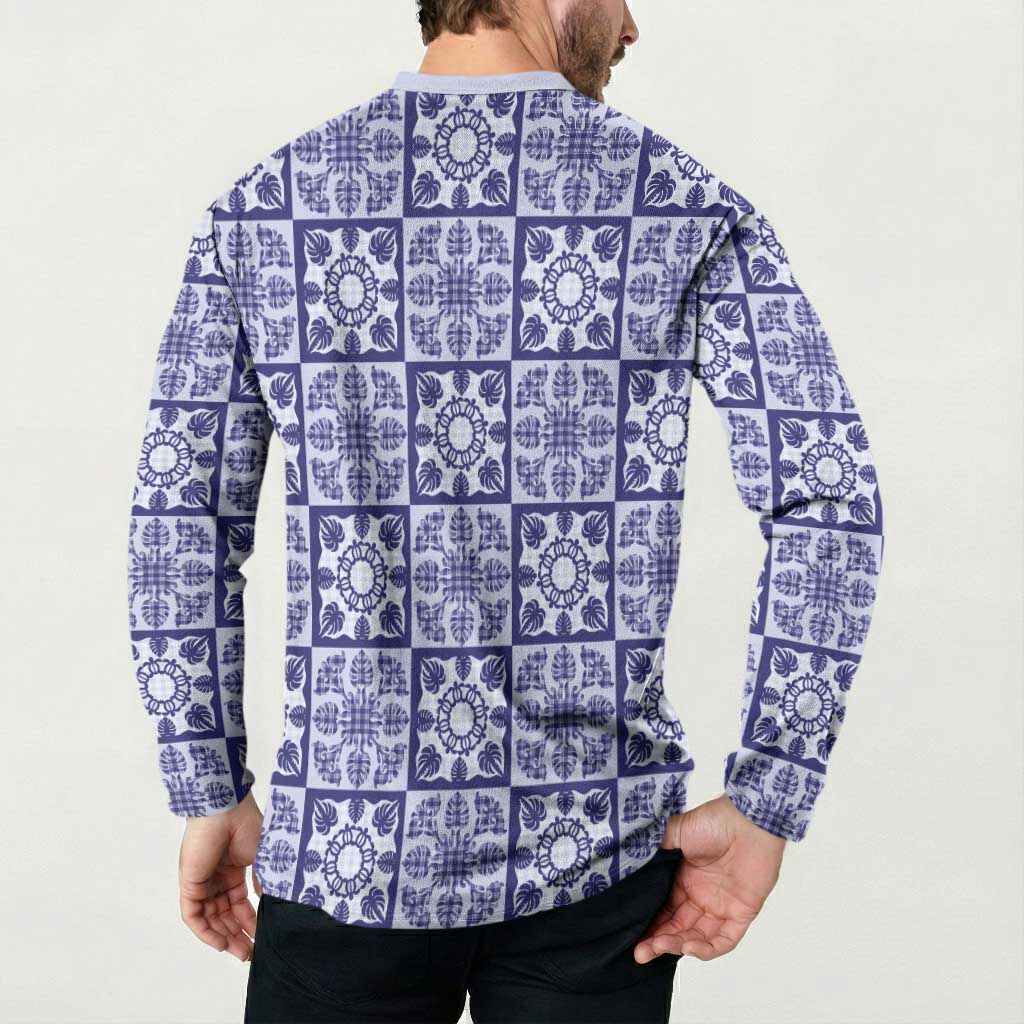 Polu Palaka Quilt Hawaii Button Sweatshirt Hawaiian Tropical Monstera Sea Turtle