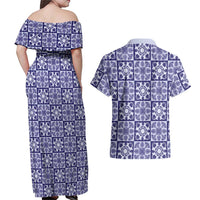 Polu Palaka Quilt Hawaii Couples Matching Off Shoulder Maxi Dress and Hawaiian Shirt Hawaiian Tropical Monstera Sea Turtle
