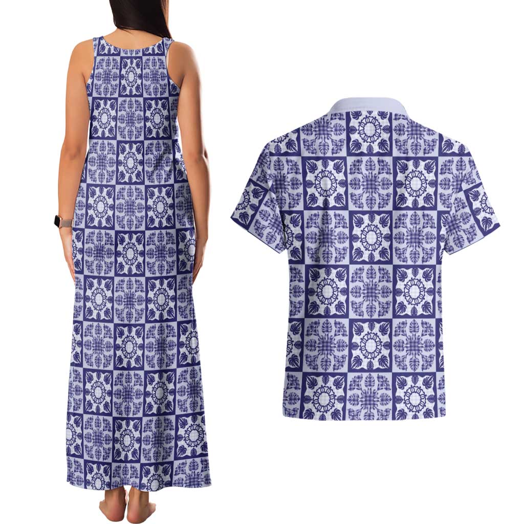 Polu Palaka Quilt Hawaii Couples Matching Tank Maxi Dress and Hawaiian Shirt Hawaiian Tropical Monstera Sea Turtle