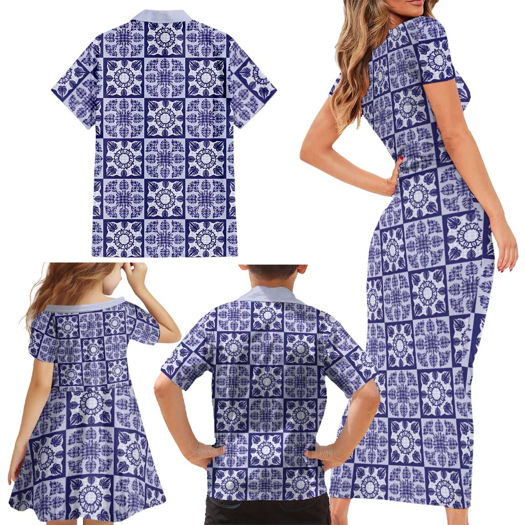 Polu Palaka Quilt Hawaii Family Matching Short Sleeve Bodycon Dress and Hawaiian Shirt Hawaiian Tropical Monstera Sea Turtle