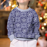 Polu Palaka Quilt Hawaii Kid Ugly Christmas Sweater Hawaiian Tropical Monstera Sea Turtle LT14 - Polynesian Pride
