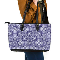 Polu Palaka Quilt Hawaii Leather Tote Bag Hawaiian Tropical Monstera Sea Turtle