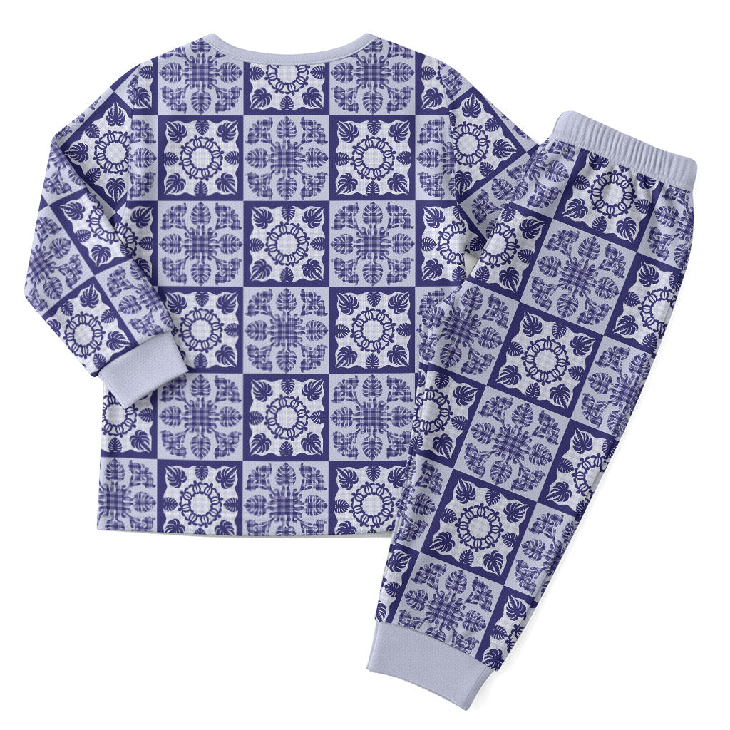 Polu Palaka Quilt Hawaii Christmas Pajama Set Hawaiian Tropical Monstera Sea Turtle LT14 - Polynesian Pride