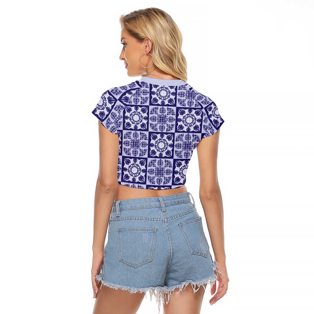 Polu Palaka Quilt Hawaii Raglan Cropped T Shirt Hawaiian Tropical Monstera Sea Turtle LT14 - Polynesian Pride
