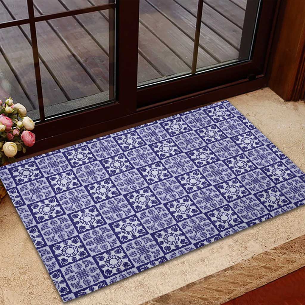 Polu Palaka Quilt Hawaii Rubber Doormat Hawaiian Tropical Monstera Sea Turtle