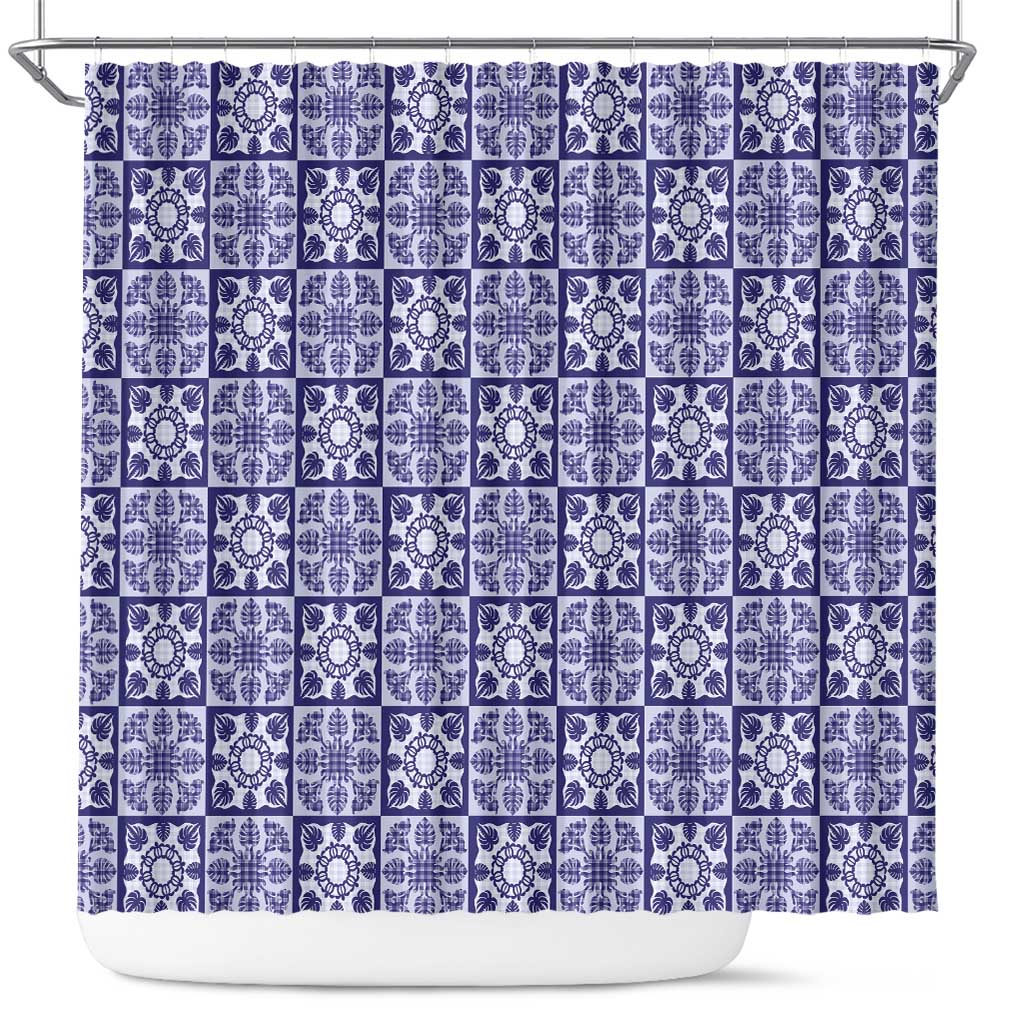 Polu Palaka Quilt Hawaii Shower Curtain Hawaiian Tropical Monstera Sea Turtle