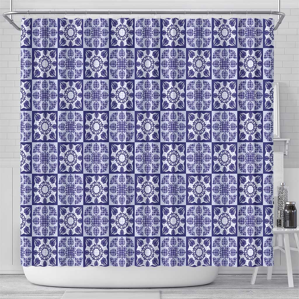 Polu Palaka Quilt Hawaii Shower Curtain Hawaiian Tropical Monstera Sea Turtle