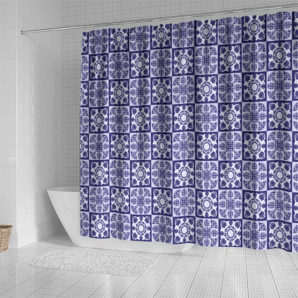 Polu Palaka Quilt Hawaii Shower Curtain Hawaiian Tropical Monstera Sea Turtle