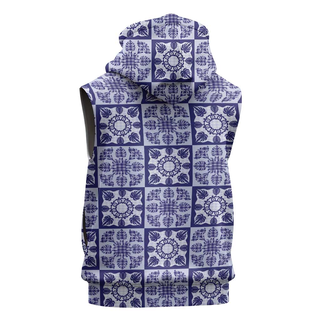 Polu Palaka Quilt Hawaii Sleeveless Hoodie Hawaiian Tropical Monstera Sea Turtle LT14 - Polynesian Pride