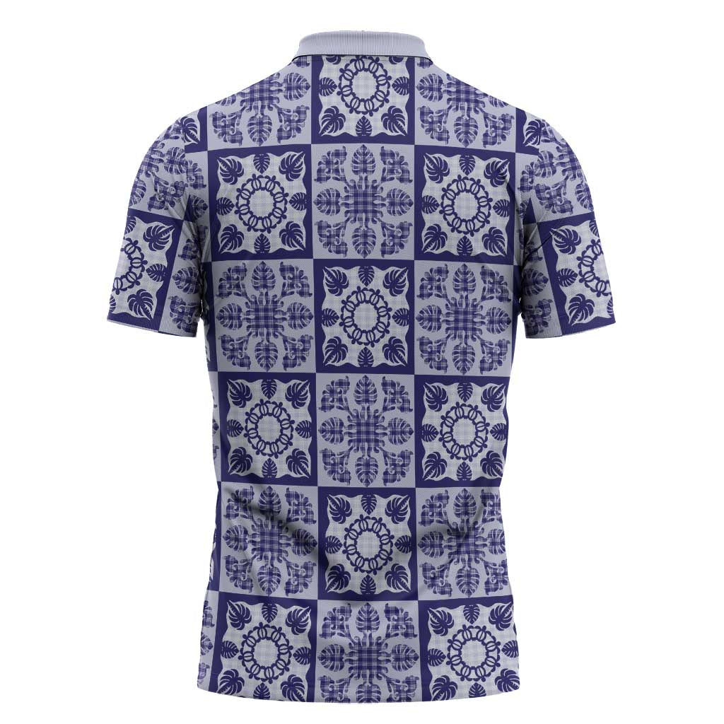 Polu Palaka Quilt Hawaii Zipper Polo Shirt Hawaiian Tropical Monstera Sea Turtle LT14 - Polynesian Pride