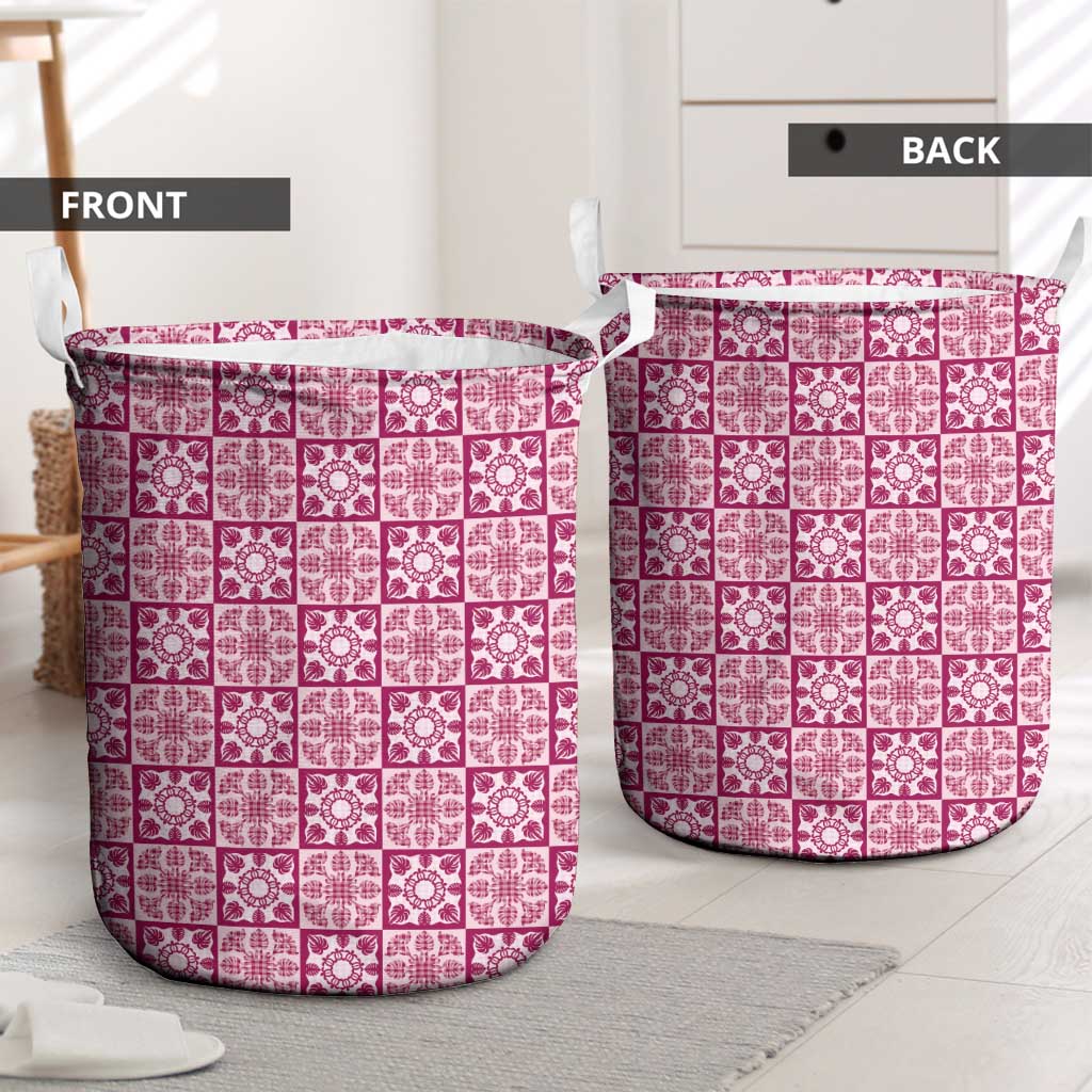 Akala Palaka Quilt Hawaii Laundry Basket Hawaiian Tropical Monstera Sea Turtle