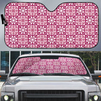 Akala Palaka Quilt Hawaii Auto Sun Shade Hawaiian Tropical Monstera Sea Turtle LT14 Pink - Polynesian Pride