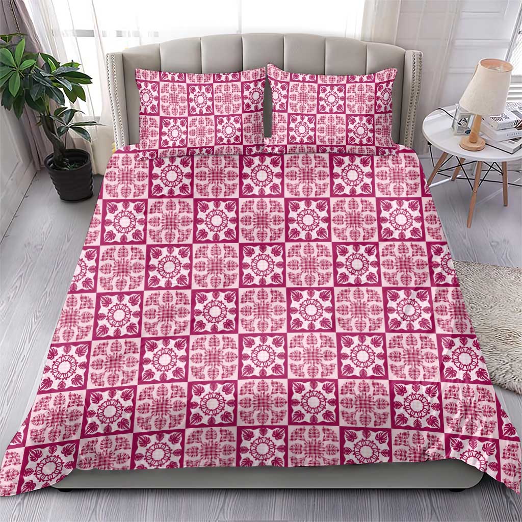 Akala Palaka Quilt Hawaii Bedding Set Hawaiian Tropical Monstera Sea Turtle