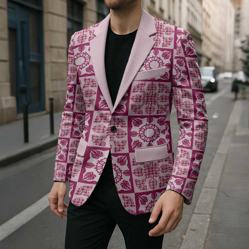 Akala Palaka Quilt Hawaii Blazer Hawaiian Tropical Monstera Sea Turtle