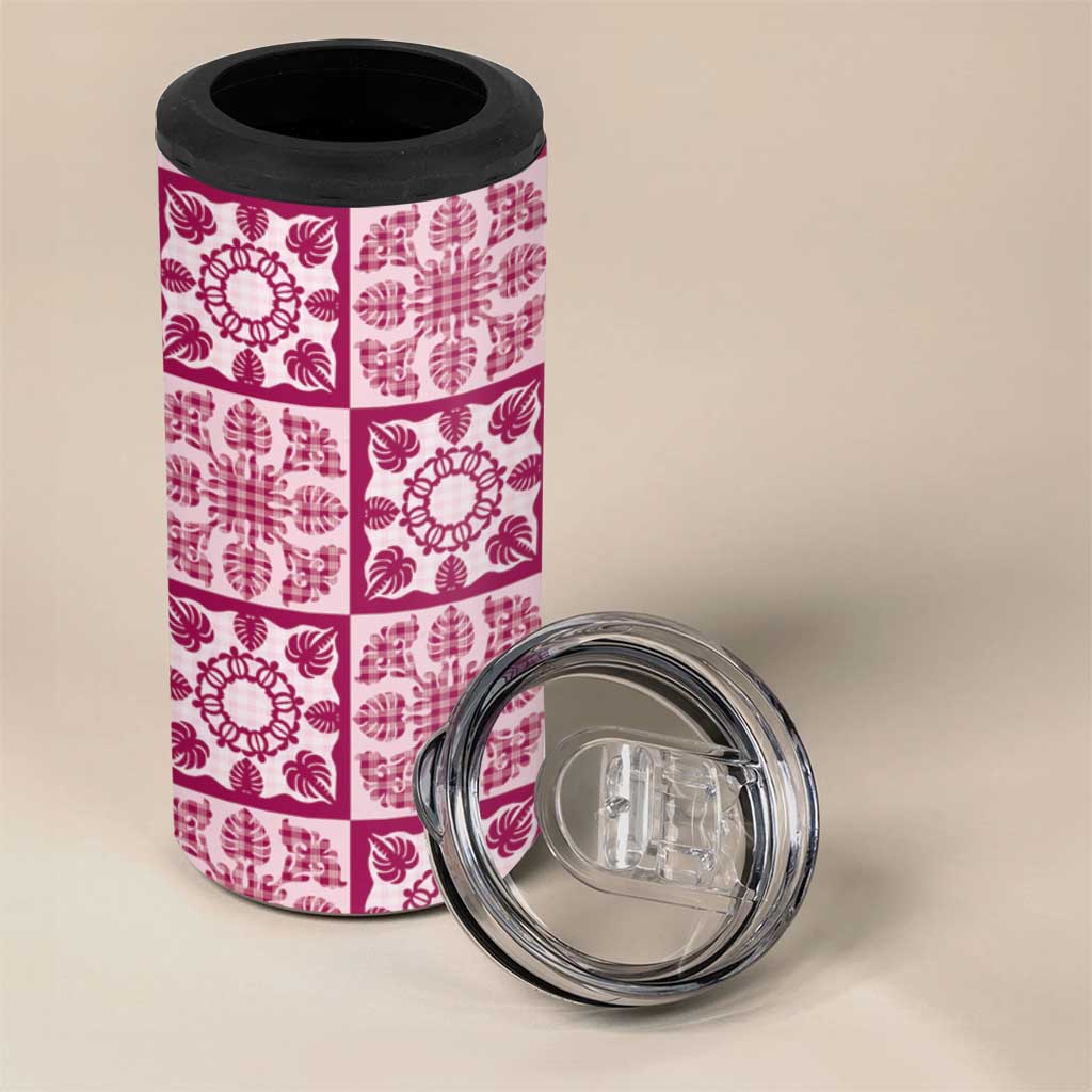 Akala Palaka Quilt Hawaii 4 in 1 Can Cooler Tumbler Hawaiian Tropical Monstera Sea Turtle LT14 - Polynesian Pride