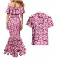 Akala Palaka Quilt Hawaii Couples Matching Mermaid Dress and Hawaiian Shirt Hawaiian Tropical Monstera Sea Turtle