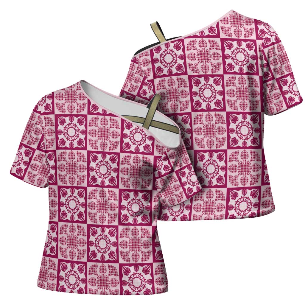 Akala Palaka Quilt Hawaii Cross Shoulder Shirt Hawaiian Tropical Monstera Sea Turtle