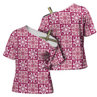 Akala Palaka Quilt Hawaii Cross Shoulder Shirt Hawaiian Tropical Monstera Sea Turtle