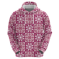 Akala Palaka Quilt Hawaii Hoodie Hawaiian Tropical Monstera Sea Turtle