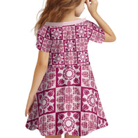 Akala Palaka Quilt Hawaii Kid Short Sleeve Dress Hawaiian Tropical Monstera Sea Turtle LT14 - Polynesian Pride